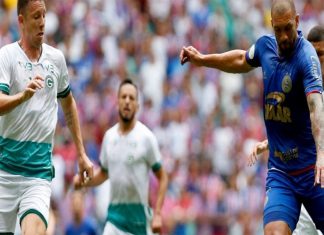 Com um a menos desde o 1º tempo, Bahia empata com o Goiás na Fonte Nova